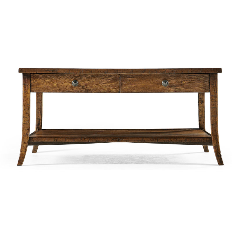Casually Country Solid Wood Coffee Table, Country Farmhouse Walnut
