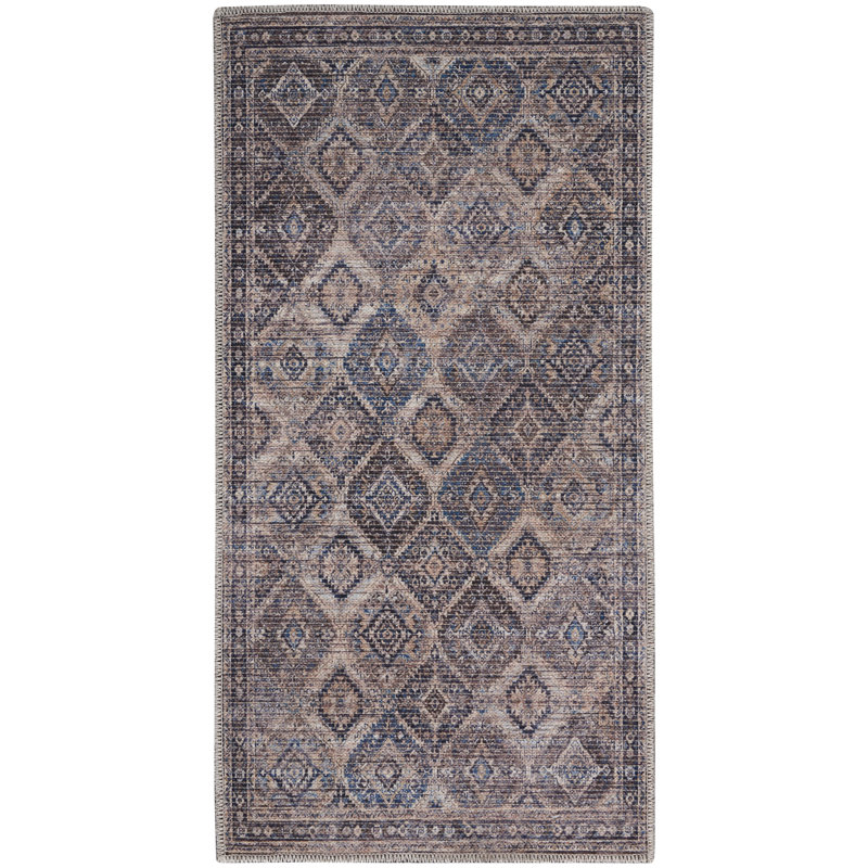 Machine Washable Southwestern Ivory/Gray/Latte Brown Area Rug, Rectangle 2' x 3'9"