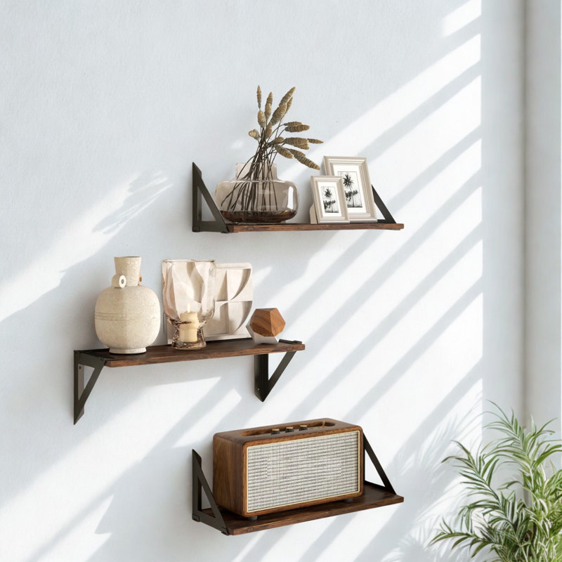 Industrial Wall Mounted Floating Shelf, 14.5 cm H x 43.5 cm L x 15.5 cm D