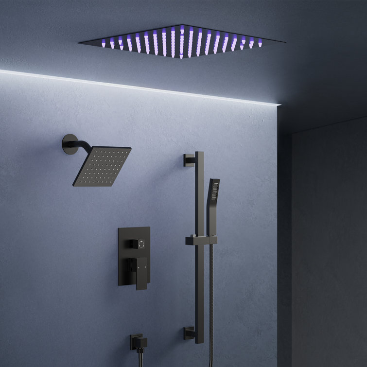 LED Shower Faucet System,12" & 6" Dual Shower Head with Rough-In Valve