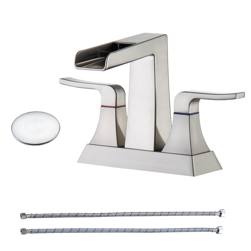 Centerset 2-handle Bathroom Faucet with Drain Assembly, Brushed Nickel