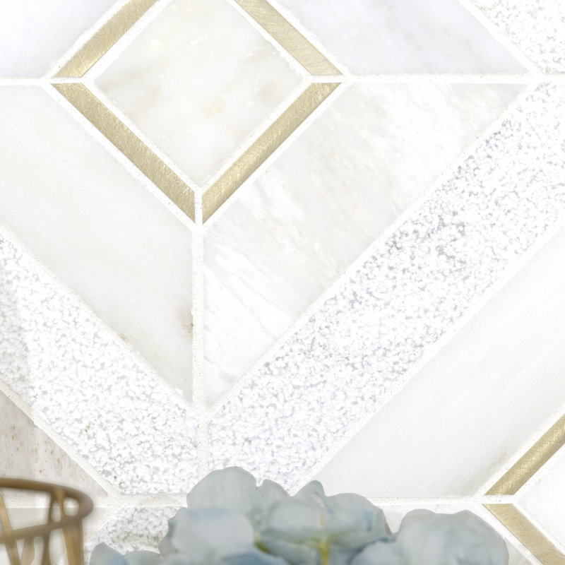 Artemis 12 in. x 12 in. Stone Metal Blend Mosaic Floor and Wall Tile, Alabrix Oro