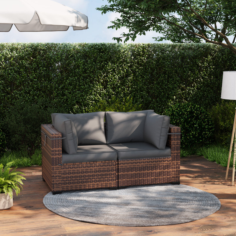 Wicker Outdoor Patio Sofa, Gray