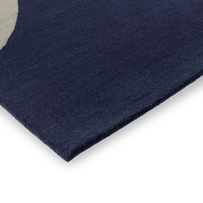 Wool Geometric Area Rug in Navy, Rectangle 6'7" x 9'2"
