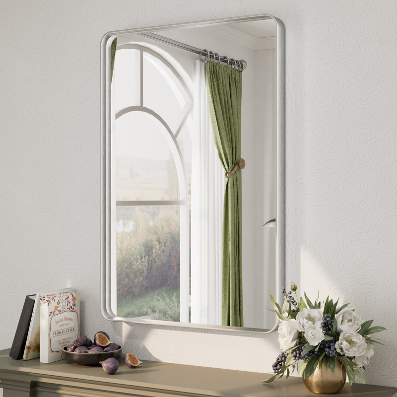 Miroir mural Aevar, 36 po x 24 po, Argent brossé