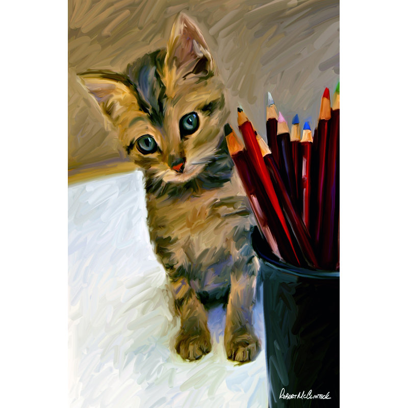 Birdie et crayons, H 36 po x l 24 po x P 1,25 po