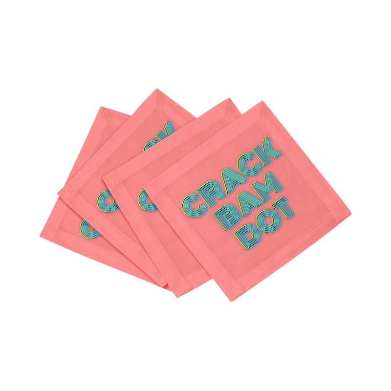 Serviettes de cocktail en satin de coton Mahjong, Petril Tendril