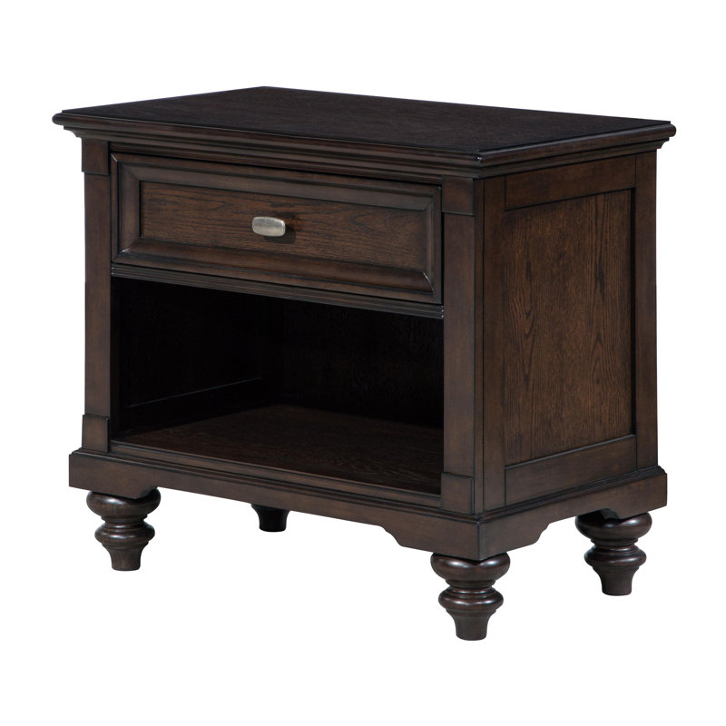 1-Drawer Nightstand Bedside Table Dark Oak