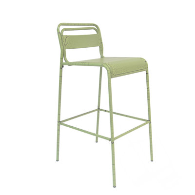 Ensemble de 6 tabourets de bar d'extérieur avec structure en fer thermolaqué résistant aux intempéries et sièges à lattes