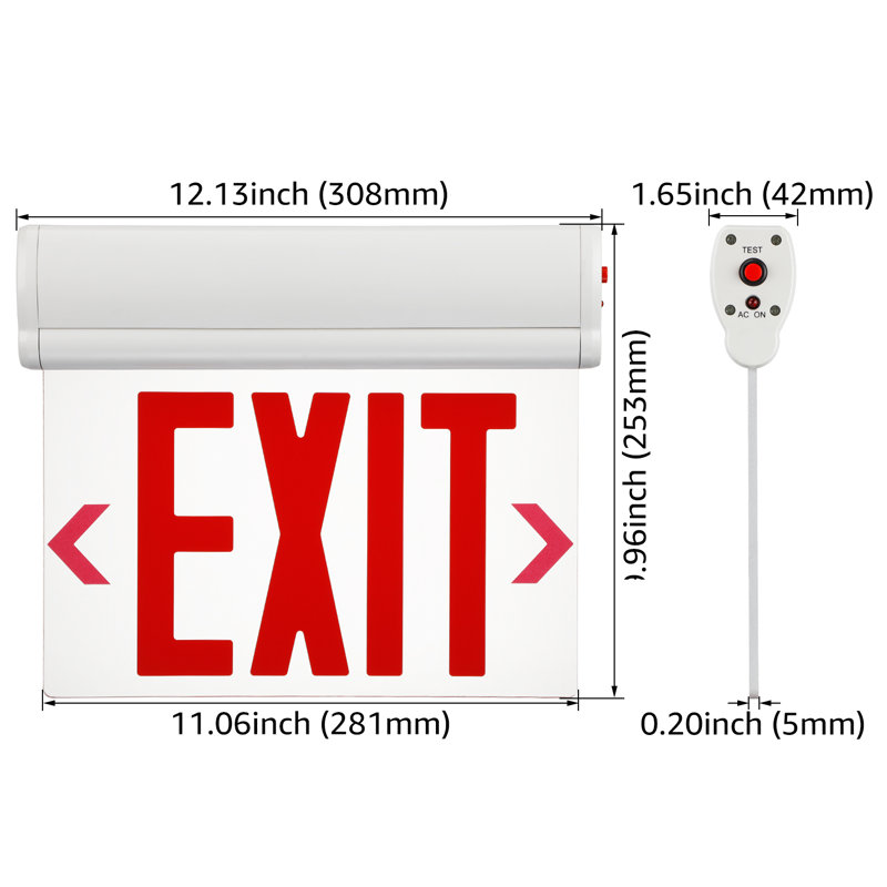 Commercial Grade LED Emergency Exit Sign Light, Red