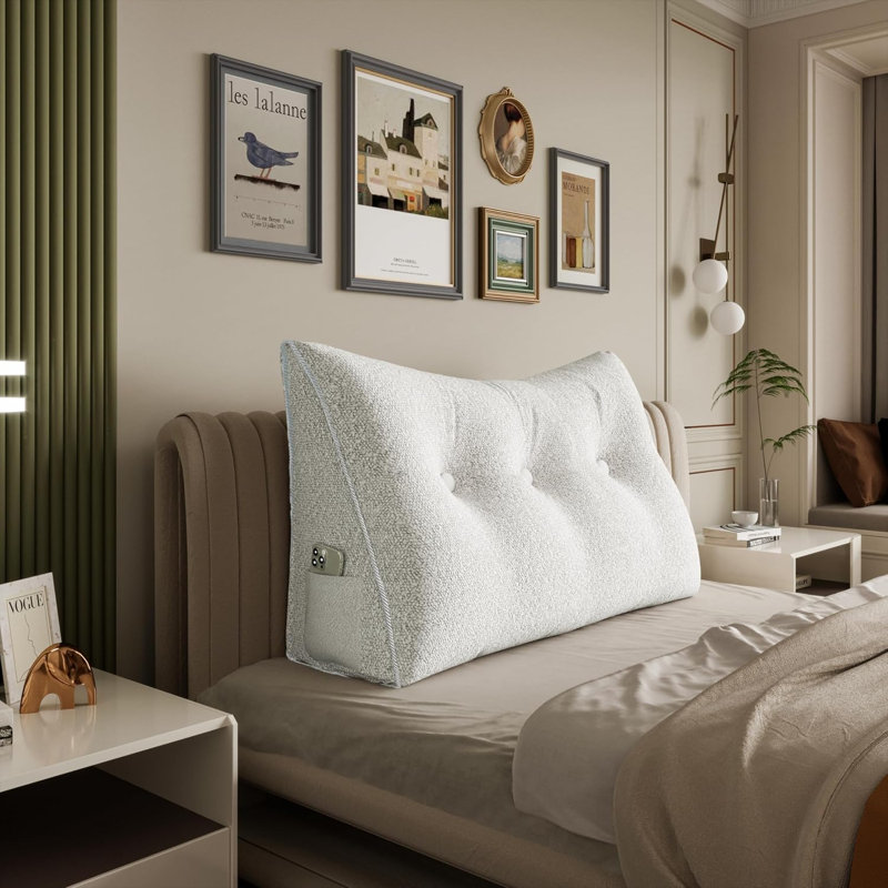 Coussin de lecture confortable, Couleur unie, Lit simple, Blanc