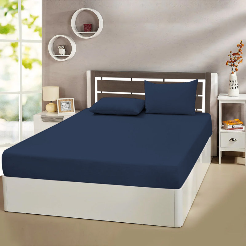 Ewoud Super Soft Microfiber Fitted Sheet – 25cm Deep Pocket, Brushed Finish, Single (3'), Blue