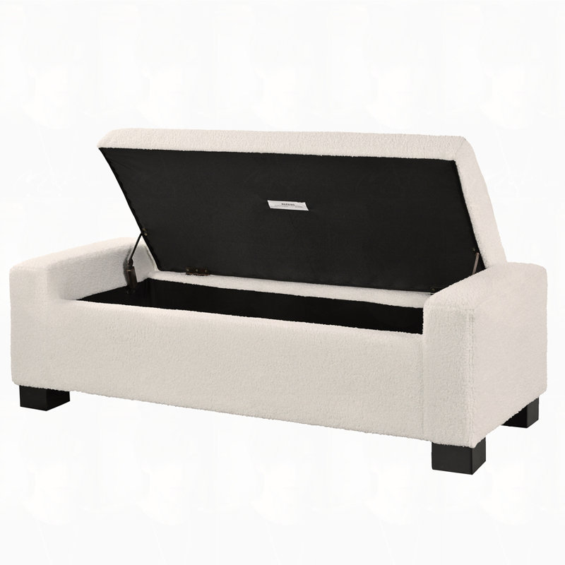 Banc repose-pieds, repose-pieds rectangulaire avec rangement caché, Beige
