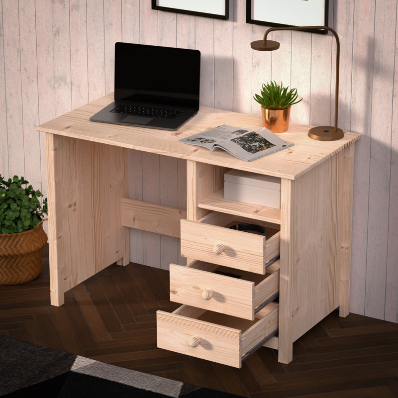 Bureau en bois massif avec tiroirs From the Tree Furniture, Naturel