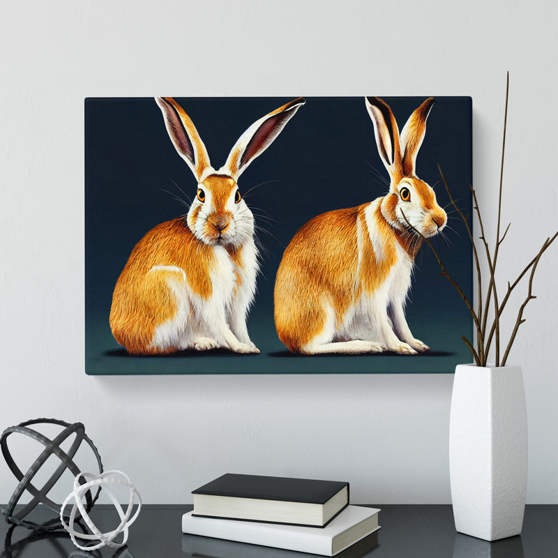 Two Hares - Wrapped Canvas, 40cm H x 60cm W x 3cm D