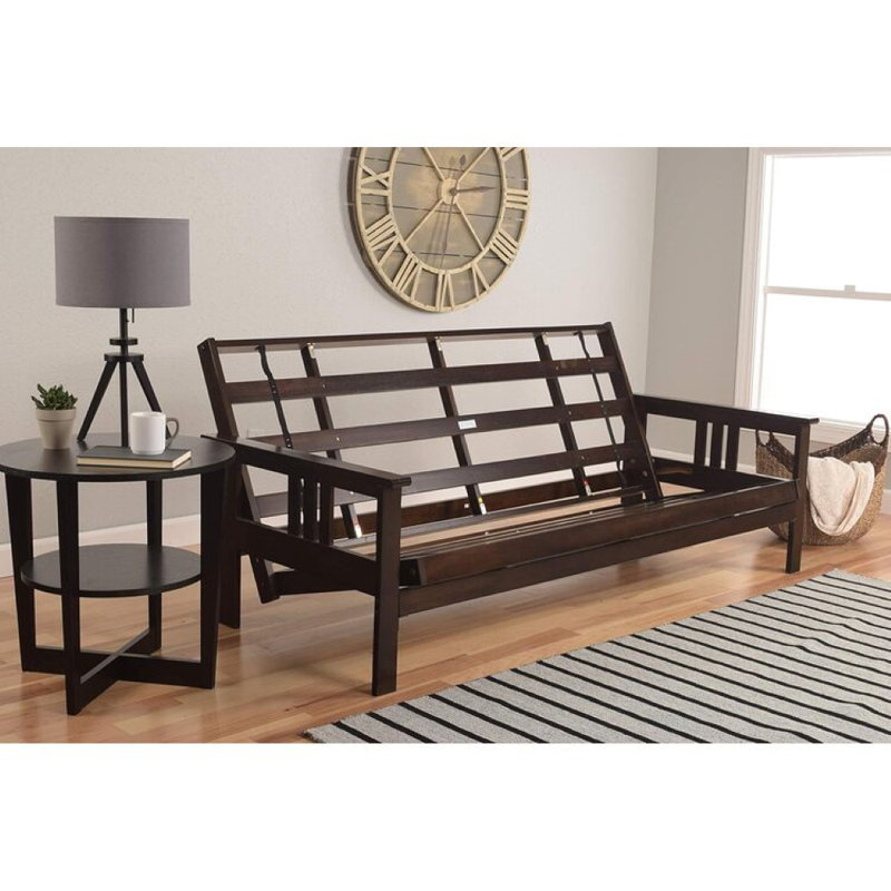 Monterey Frame-Futon Frame with Mattress, Straight Arm, Versatile and Convertible Design Futon Frame for All Spaces - Queen Frame Without Storage Drawers