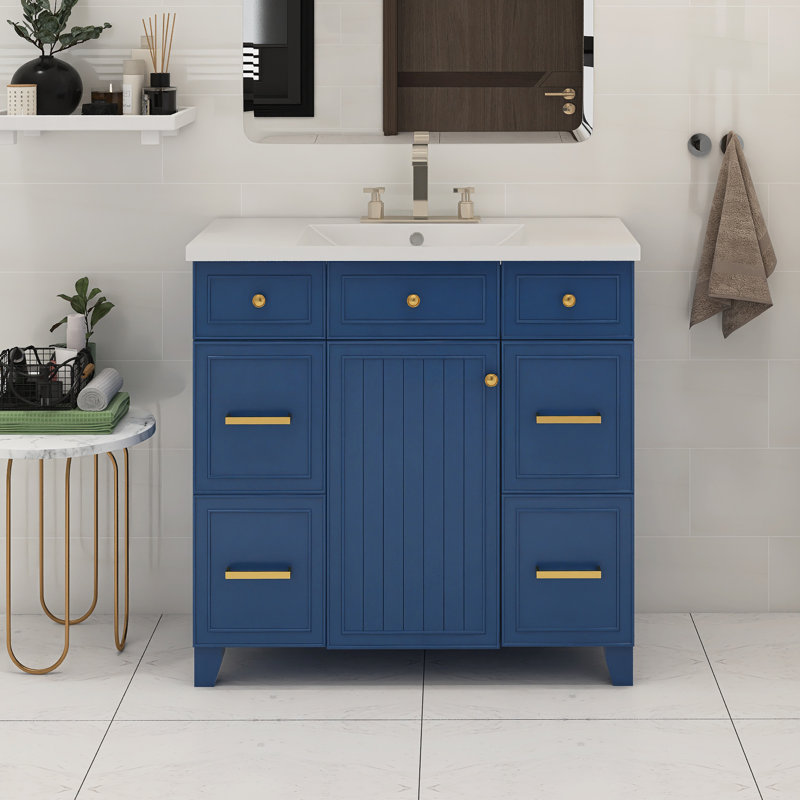 Ensemble de meuble-lavabo simple 36 po Rachella, Bleu