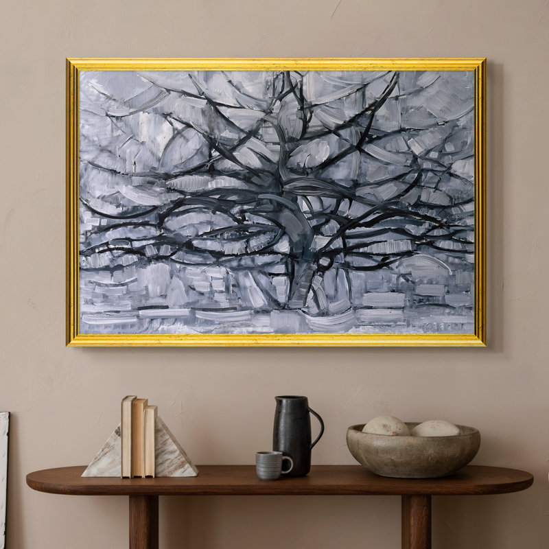 «The Grey Tree» par Piet Mondrian sur toile encadrée sur mesure, 16x22 INNER SIZE, Framed Canvas