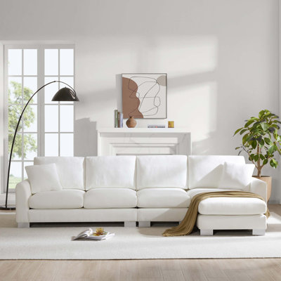 [Nouveau canapé modulaire surdimensionné moderne de 119 x 55 po, ensemble de canapé de luxe en forme de L avec 2 coussins gratuits, mobilier d'intérieur en chenille à 5 places avec méridienne pour salon, appartement, bureau, 2 couleurs