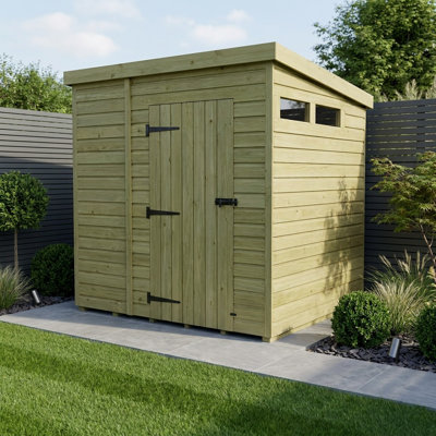 Total Sheds 6ft x 7ft Security Pent Shed - Heavy-Duty Hasp Staple Anti-Tamper - Pressure Treated Timber - UK Manufactured