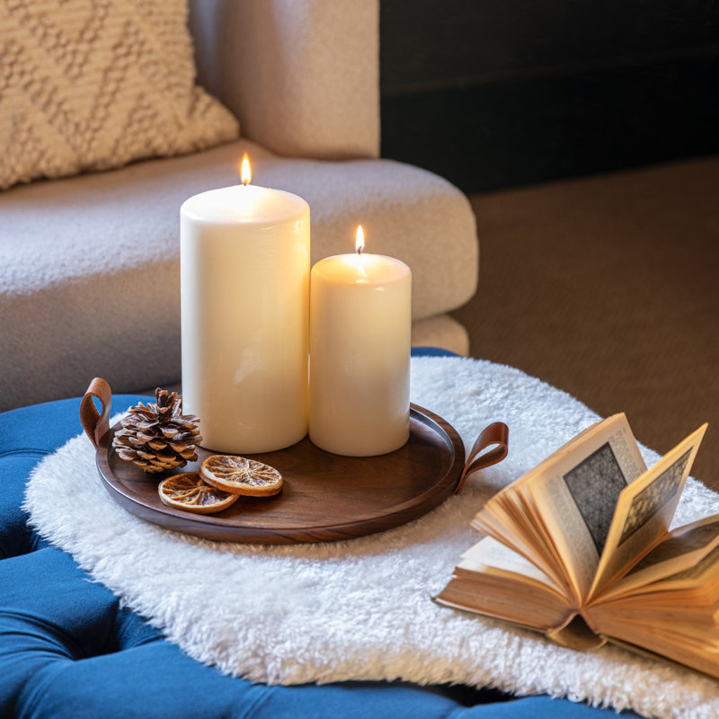Harvey Walnut Wooden Candle Plate D28cm