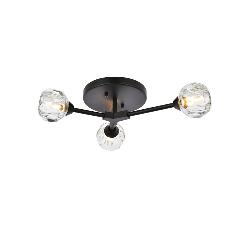 Plafonnier encastré en cristal Halfon, Noir