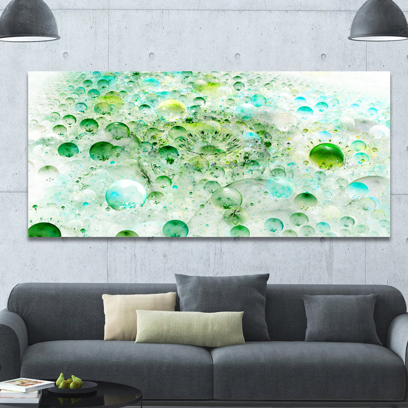 " Green Blue Fractal Molecules ", 28" H x 60" W x 1.5" D, Wrapped Canvas