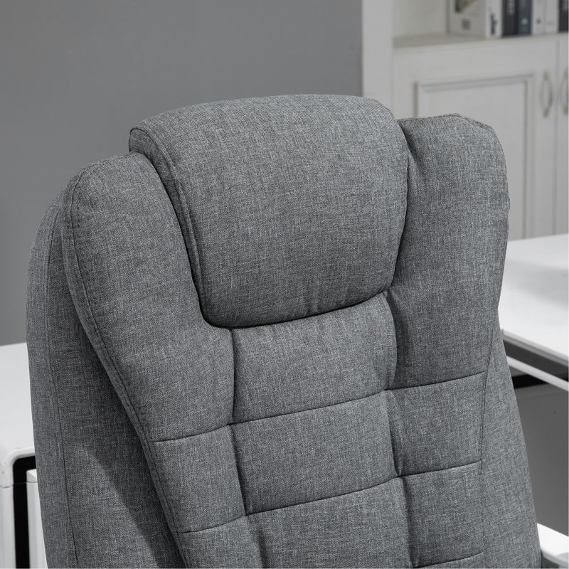 Fauteuil de direction avec repose-pieds, fauteuil d'ordinateur en tissu de lin