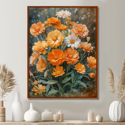 Décoration murale orange et vert parfumée «souci» jardin III - souci