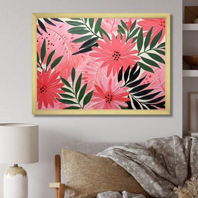 «Rose Floral Tropical Jungle» par Matisse III - palmiers et palmiers, art mural