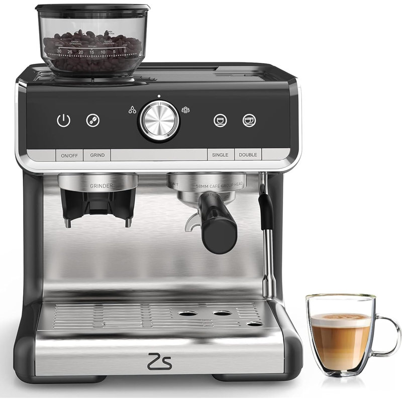 Machine à espresso semi-automatique avec moulin intégré et mousseur à lait, pompe de 20 bars pour les baristas à domicile
