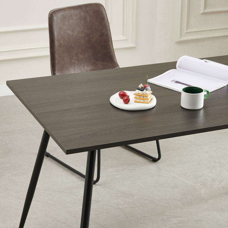 5 Pieces Dining Set With Rectangular Wood Top Table And 4 Upholstered Side Chairs, Brown, Black