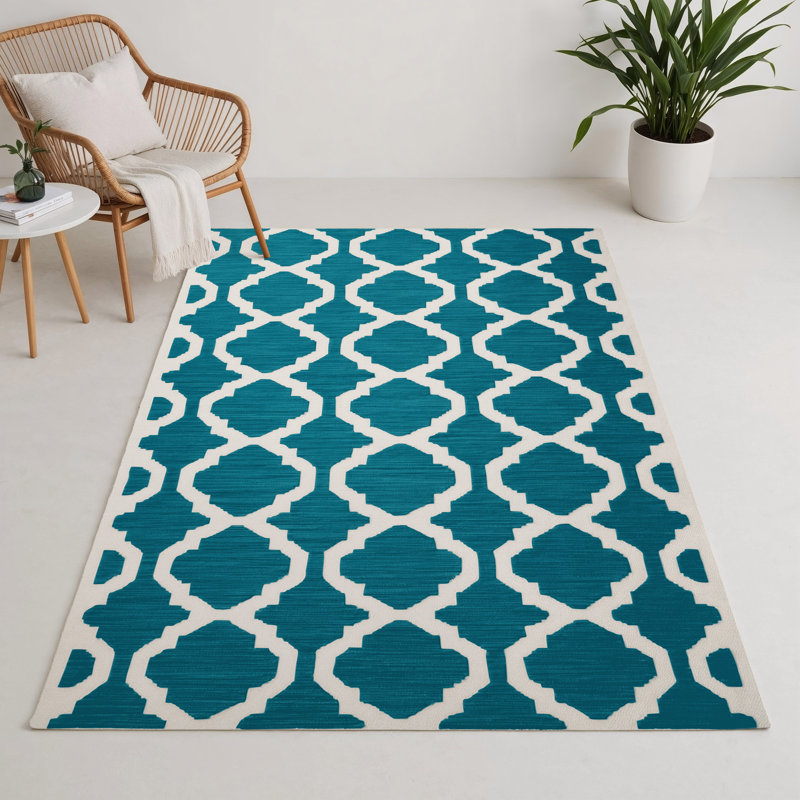 Tapis bleu intérieur et extérieur Trellis, Rectangulaire 3 pi x 5 pi