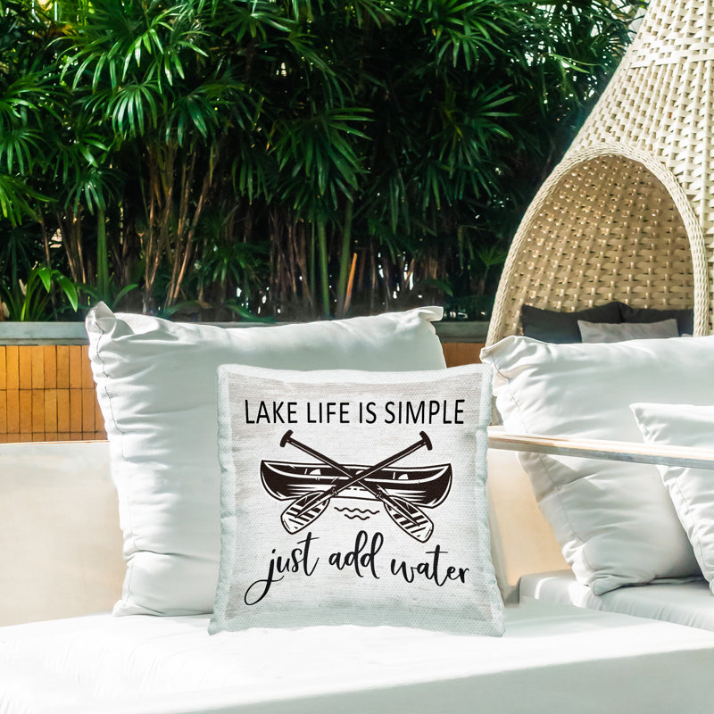 Coussin d'extérieur à imprimé simple Lake Life