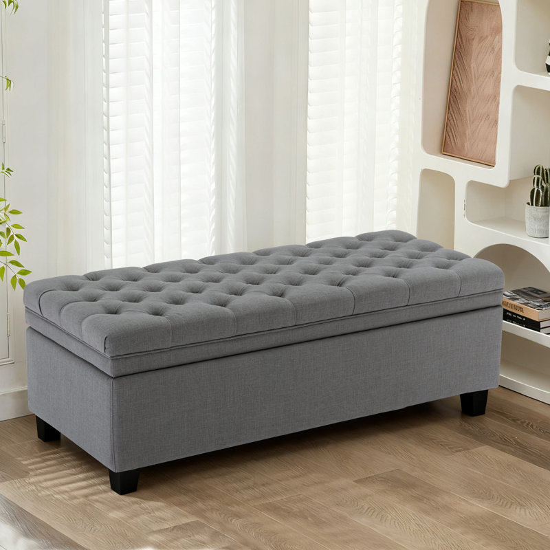 Banc de rangement rembourré en lin 51 po Cassina , Lin gris foncé