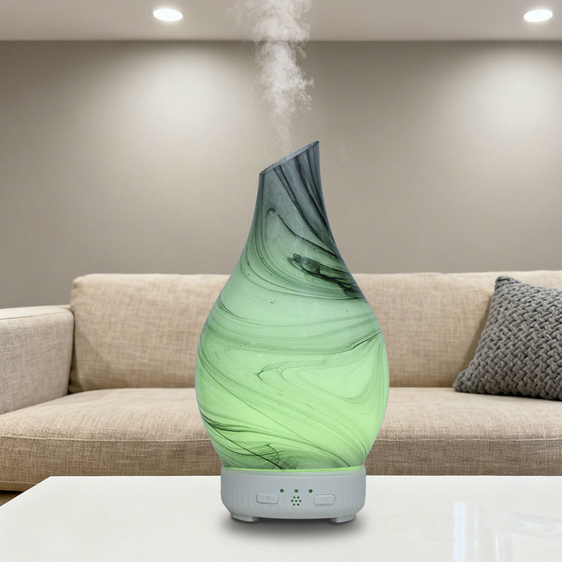 Diffuseur à brume froide en verre avec noyau à aromathérapie avec lumières à DEL colorées pour la chambre à coucher, le bureau, le yoga, le spa, le cadeau de décoration