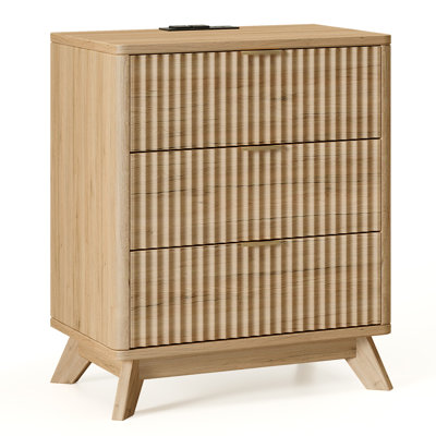 Donati Fluted Nightstand with Charging Station
