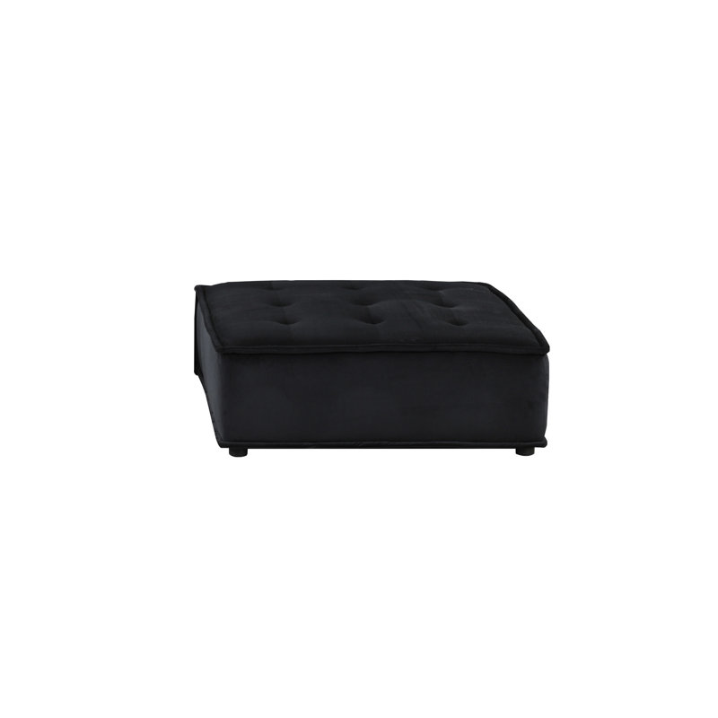 Canapé modulaire en velours noir de 6 po de hauteur 2 po avec siège en mousse modulaire de 25,5 po de profondeur et ressorts ensachés