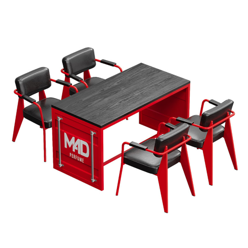 Ensemble de salle à manger rectangulaire L 55,2 po x l 27,6 po Katrisa, Noir / rouge