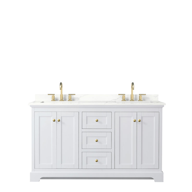 Avery 72'' White Double Bathroom Vanity with Marble Top