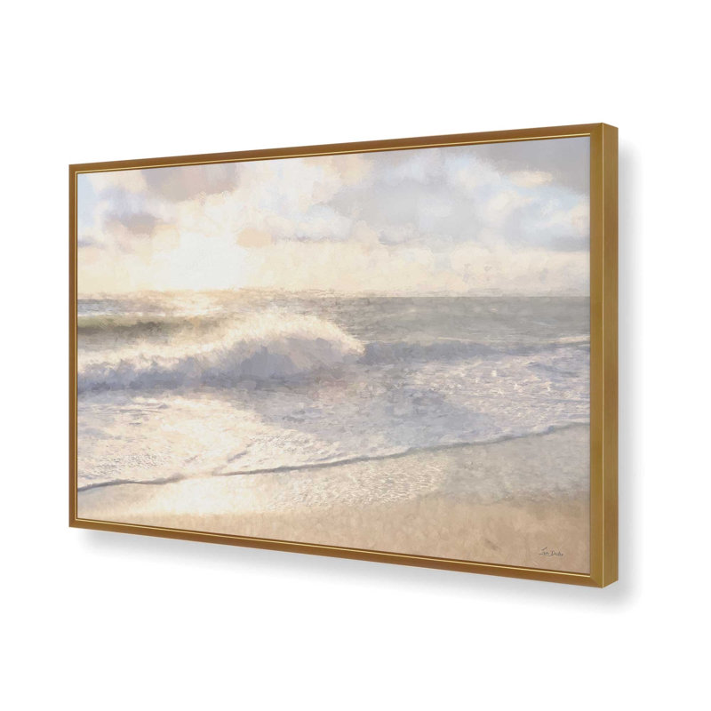 «Sun and Sand» par Lori Deiter, reproduction d'art, L 30 po x H 20 po, Doré, Impression encadrée