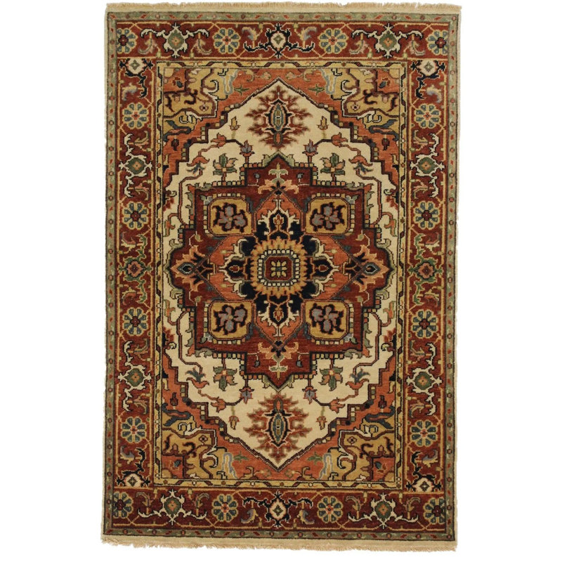 Canvello Hand Made Traditional Medallion Indo Heriz Rug - 3'11'' X 5'11''
