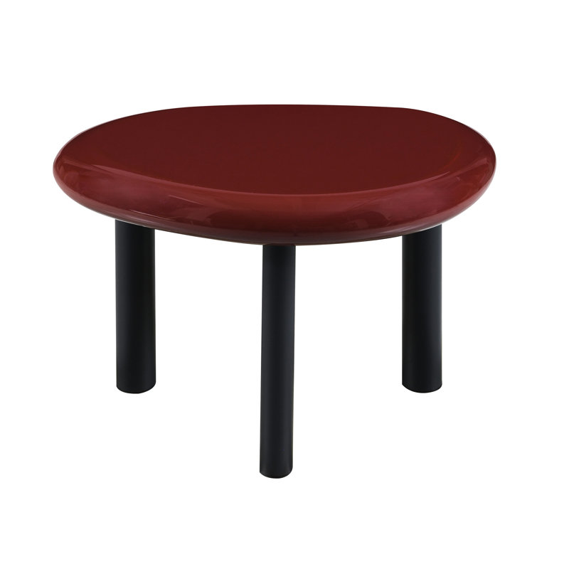 Red, High Gloss, End Table, Contemporary, 60Mm Table Top, Metal Base, 40Lbs Weight Limit, 15.01 In Product Depth, 21.26 Width, 14.25 Height Red Contemporary Gloss