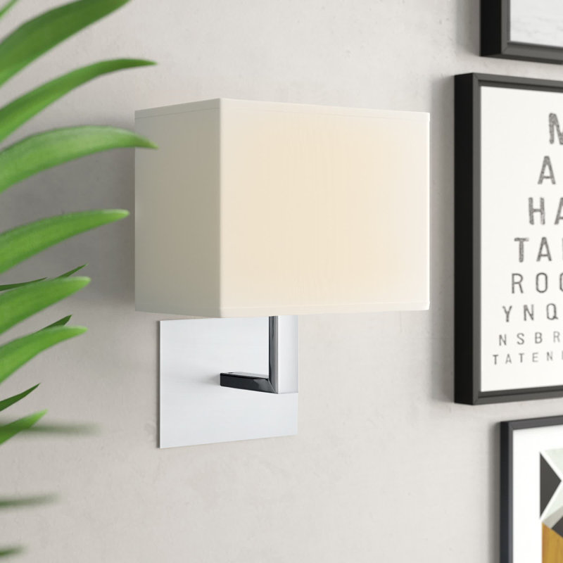 Branam Armed Sconce, Chrome, White