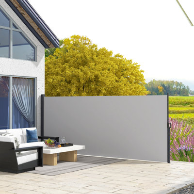 Outsunny 400cm W x 4cm D Polyester Cover Retractable Side Awning