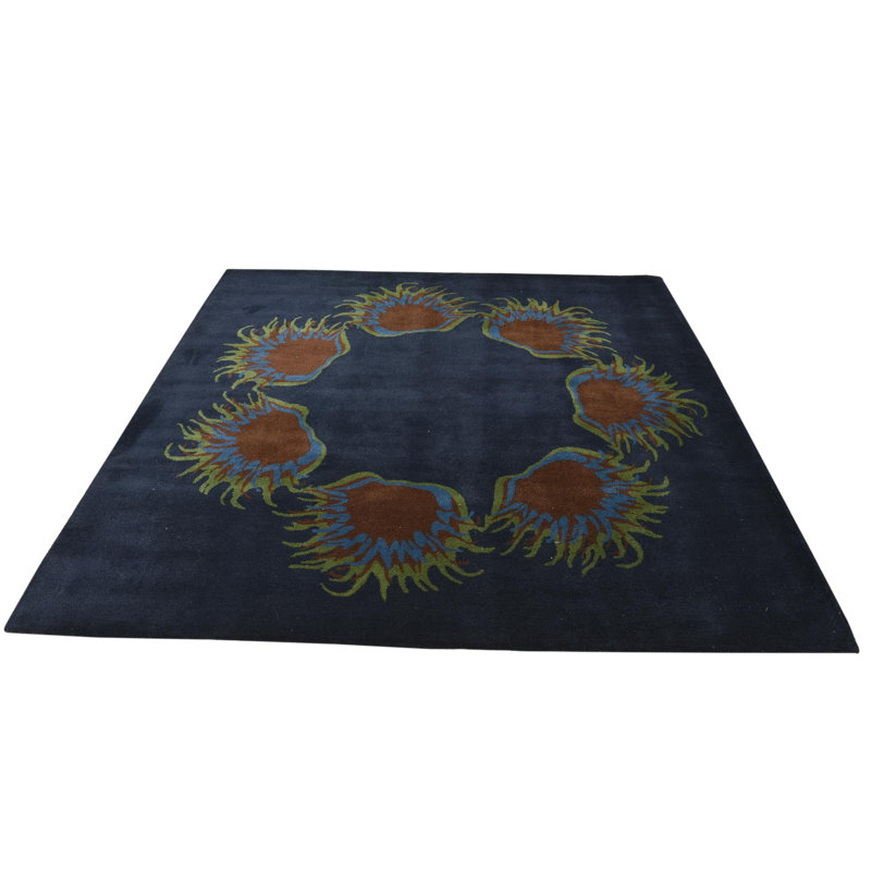 Tapis carré bleu marine Otto