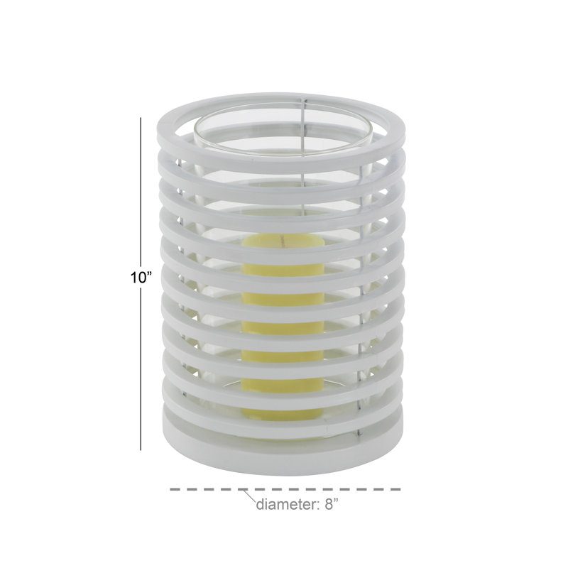 Métal/verre ouragan, Blanc, H 8 po x l 6 po x P 6 po