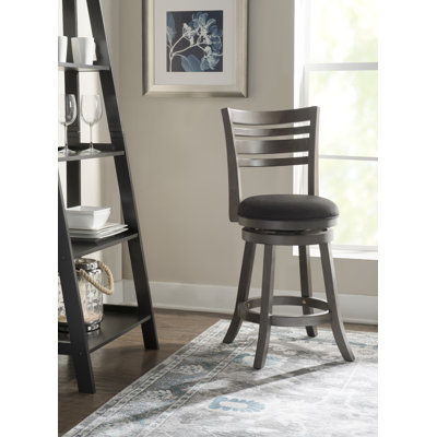 Buckelew Swivel Upholstered Counter Stool with Solid Wood Frame