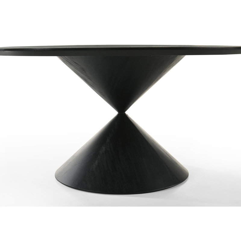 Ensemble de salle à manger à piédestal rond noir de 59 po avec base de sablier Honorio