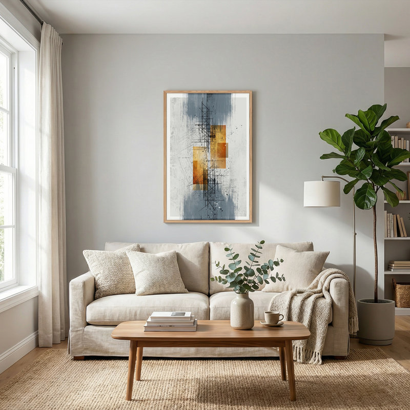Ensemble d'une toile murale géométrique abstraite, H 36 po x l 24 po, Natural